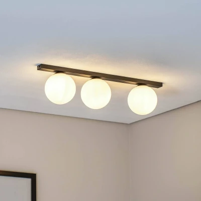 Afbeelding van Plafondlamp Fit, zwart/opaal, 3 lamps