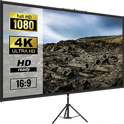 Afbeelding van VEVOR projectiescherm met statief 70 inch 4K HD 16:9 op statief, in hoogte verstelbaar, scherm voor projector, 160 x 95 cm, kreukvrij, videoprojector, bioscoop, thuis en buiten
