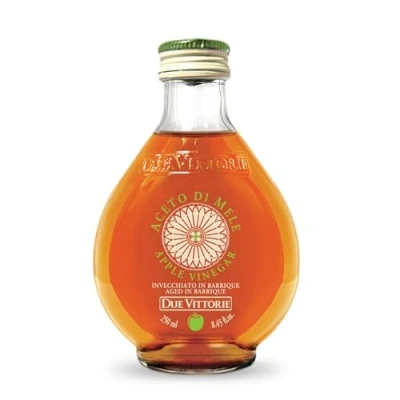 Image de Due Vittorie Vinaigre de cidre pomme Mère non filtré Vieilli dans Barrique avec Jus Pommes sans Colorants et gluten, Goût Fruité à Boire pour Recettes 1x250 ml