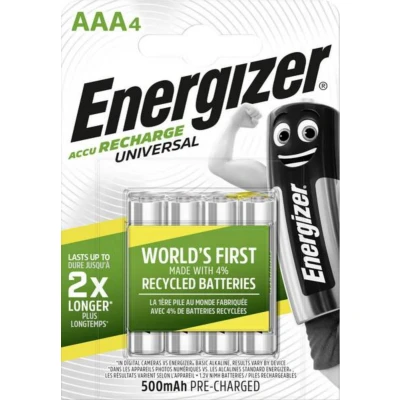 Afbeelding van Energizer Batterij NiMH, Micro, AAA, HR03, 1.2V/500mAh Universeel, Voorgeladen, Retail blisterverpak