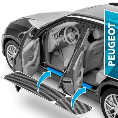 Afbeelding van uProtect Verfbeschermingsfolie voor autodeurdrempels Peugeot Rifter I 2018 2025, carbon zwart