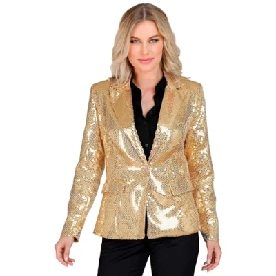Afbeelding van Widmann Jaren 20 Danseressen Kostuum Pailletten Party Blazer Silly Silver Vrouw Zilver XL Carnavalskleding Verkleedkleding
