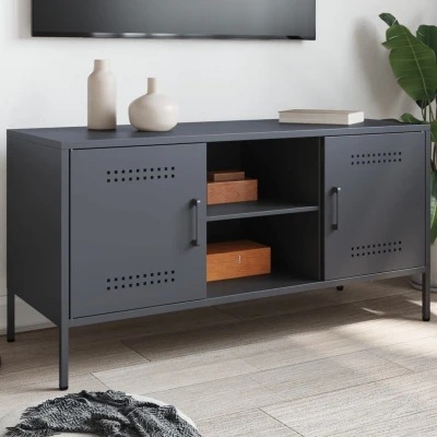 Afbeelding van Tv meubel 100,5x39x50,5 cm staal antracietkleurig