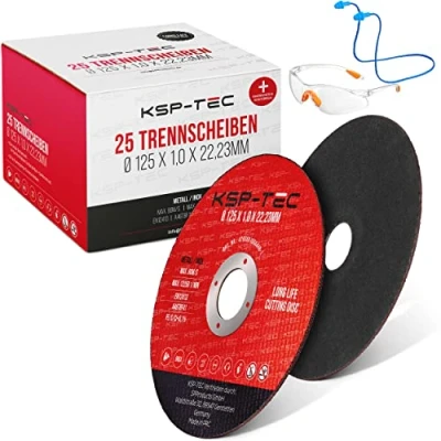 Afbeelding van KSP Tec® │25 slijpschijven 125 x 1,0 mm [met beschermende bril en gehoorbescherming]│Flexibele schijven voor haakse slijpers flex