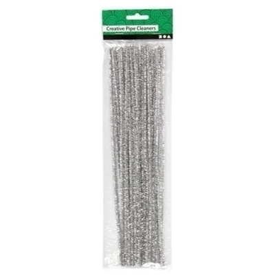 Afbeelding van Chenilledraad Zilver 6 mm x 30 cm 24 stuks