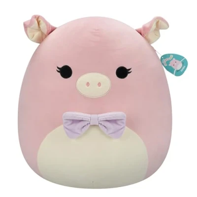 Afbeelding van Squishmallows Hettie Pink Pig W/Purple Bow Tie 50cm pluche