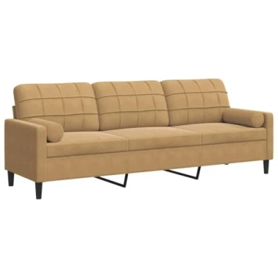 Afbeelding van vidaXL 3 zitsbank met sierkussens 210 cm fluweel bruin