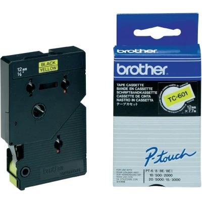 Afbeelding van Brother TC 601 Tape Zwart op geel (12 mm)