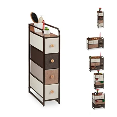 Afbeelding van Relaxdays ladekast stof ladenkast commode bijzetkast bruin 4 tot 7 lades E