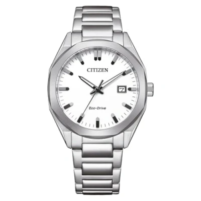 Afbeelding van Citizen BM7620 83A Heren horloge eco drive staal met een witte wijzerplaat