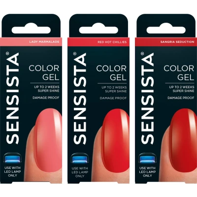 Afbeelding van Sensista Perfect Match Set Color Gel Gellak Voordeelset Rood Roze nagellak voor LED lamp 3 stuks