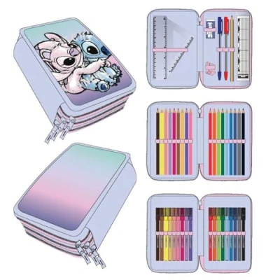 Afbeelding van Triple Disney Stitch Pencil Case 100% Polyester, 12.5x6.5x19.5cm