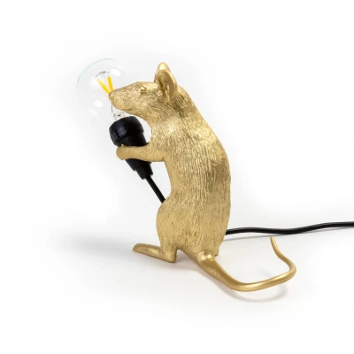 Afbeelding van Seletti Mouse Sitting Tafellamp USB Goud