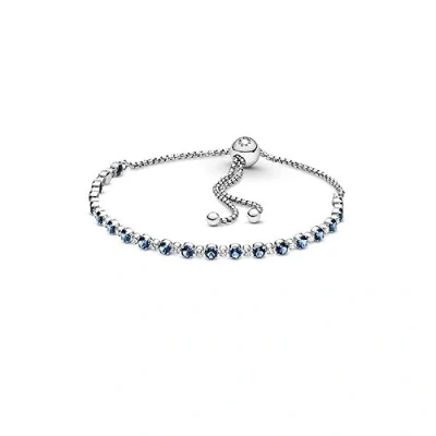 Afbeelding van Pandora Timeless Sterling zilveren gerhodineerde armband met nachtblauw kristal en heldere zirkonia, 1, Metaal, Kubieke zirkonia