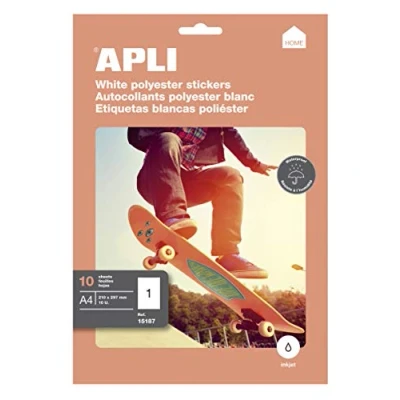 Afbeelding van Klevende etiketten Apli Wit 10 Lakens 210 x 297 mm