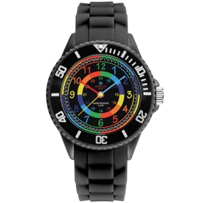 Afbeelding van Alienwork Kinderhorloge van leer, uurwerk voor jongens en meisjes om te leren klokkijken, waterdicht 5 ATM