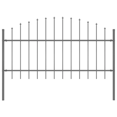 Afbeelding van Tuinhek met speren bovenkant (1 1,25)x1,7 m staal zwart
