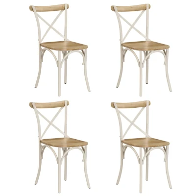 Afbeelding van Kruisstoelen 4 st massief mangohout wit