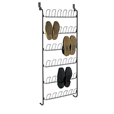 Afbeelding van WENKO schoenenrek voor deuren, 6 hangende vakken maximaal 18 paar schoenen, om op te hangen aan een deur, 59 x 151 14 cm, gepoedercoat metaal