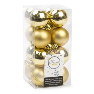 Afbeelding van Kerstballen Ø 4 cm 16 stuks (Goud)