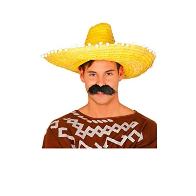 Afbeelding van Fiestas Guirca Mexicaanse Sombrero hoed voor heren carnaval/verkleed accessoires geel dia 50 cm