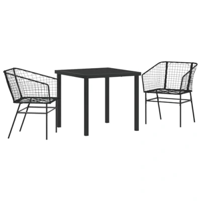 Afbeelding van vidaXL 3 delig Tuinset Zwart Poly Riet