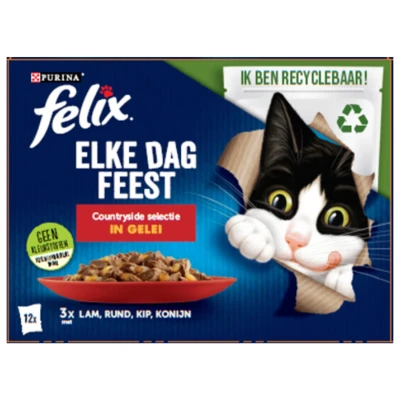 Afbeelding van Felix Multibox Elke Dag Feest Countryside Selectie Kattenvoer Lam Rund Kip 12x85 g