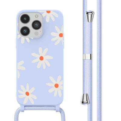 Afbeelding van imoshion hoesje Geschikt voor iPhone 14 Pro met koord Siliconen design Meerkleurig / Lila Flower Distance