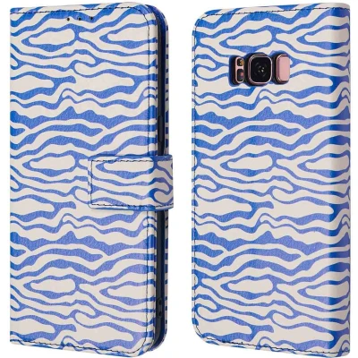 Afbeelding van iMoshion Hoesje Geschikt voor Samsung Galaxy S8 Met Pasjeshouder Design Bookcase smartphone Meerkleurig / White Blue Stripes