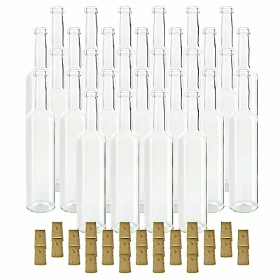 Afbeelding van gouveo Set van 30 glazen flessen 500 ml bordeaux transparant met dop 0,5 liter lege fles om te vullen voor likeur, olie, azijn