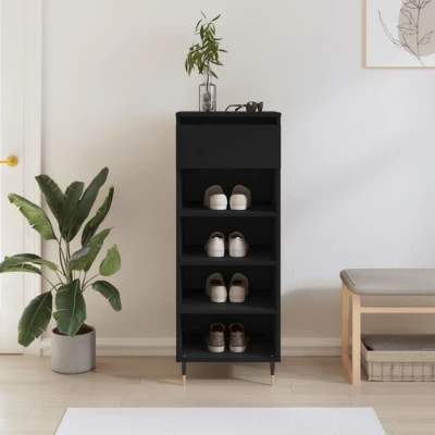Afbeelding van Schoenenkast 40x36x105 cm bewerkt hout zwart