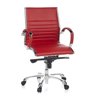 Afbeelding van hjh office Parma 10 Bureaustoel Leder Rood / chroom