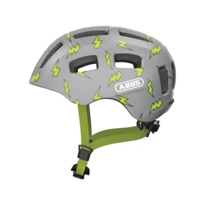 Afbeelding van ABUS Youn I 2.0 Fietshelm met licht voor kinderen, jongeren, volwassenen, grijs flitsend patroon, maat S