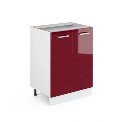 Afbeelding van Vicco Keukenonderkast R Line, Bordeauxrode hoogglans/Wit, 60 cm zonder werkblad