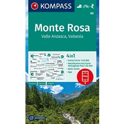 Afbeelding van KOMPASS Wanderkarte 88 Monte Rosa, Valle Anzasca, Valsesia 1:50.000
