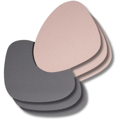 Afbeelding van Jay Hill Onderzetters Vegan leer Grijs / Roze Organic dubbelzijdig 13 x 11 cm 6 Stuks