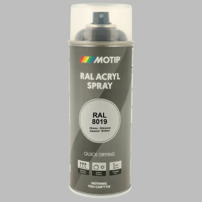Afbeelding van Motip industrial acryllak hoogglans RAL 8019 grijsbruin 400 ml