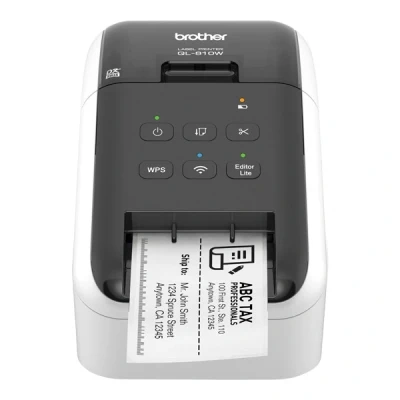 Image de Brother QL 810W Imprimante d&#039;étiquettes deux couleurs (monochrome) thermique direct rouleau (6,2 cm) 300 x 600 ppp jusqu&#039;à 176 mm/sec USB 2.0, Wi Fi(n) outil de coupe