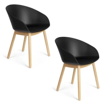 Afbeelding van Zuiver Void Eetkamerstoelen Eiken Zwart Set van 2