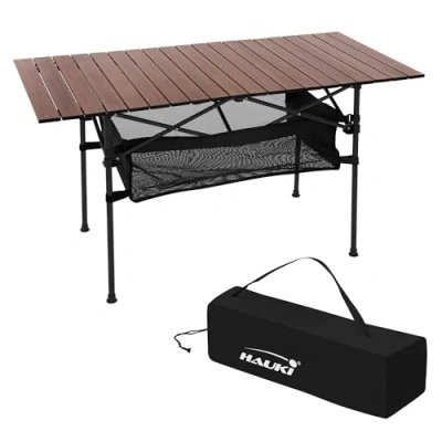 Afbeelding van Kampeertafel 118x55x64,5 cm Bruin aluminium Hauki
