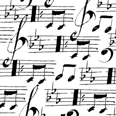Afbeelding van 20 papieren servetten met muziekmotief en muzieknoten, 33 x cm