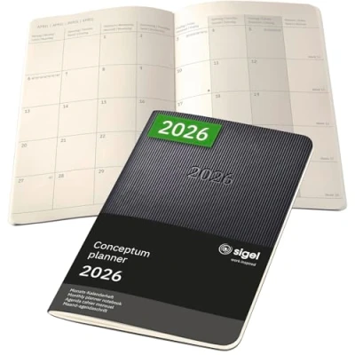 Afbeelding van Sigel agenda 2026 Conceptum maand layout formaat A6 zwart softcover SI C2685