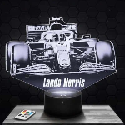 Afbeelding van nachtlampje met touchscreen Formule 1 F1 L. Norris 3D lamp, led illusie, cadeau idee, Kerstmis, verjaardag, jongens en meisjes, nachtlamp, kinderkamer of volwassenen, TOP