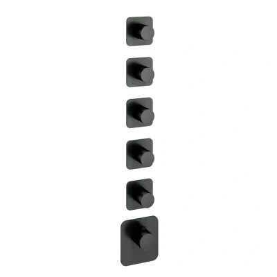 Afbeelding van HotBath Gal Afbouwdeel Highflow Thermostaat met 5 stopkranen Geborsteld Gunmetal PVD GLF015EXTBGP