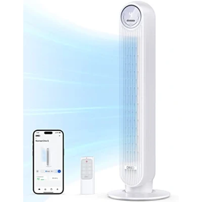 Afbeelding van Dreo Stille torenventilator, 20 dB, projectiebereik 10 m, 4 snelheden, modi, 8 uur timer, 90 oscillerende ventilator, met wifi koeling en afstandsbediening, voor