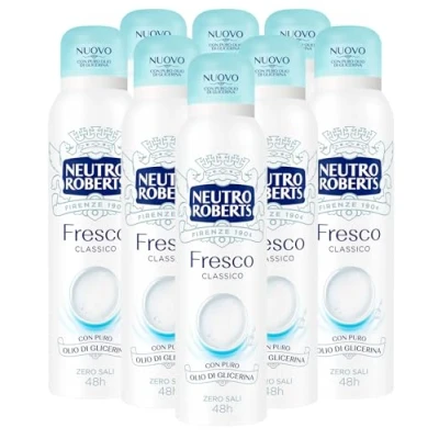 Afbeelding van Neutro Roberts Deospray fris blauw klassiek Deo 48 uur zonder zout van aluminium voor natuurlijk zweten de huid, stofvrije formule, laat geen vlekken achter op kleding 8 flessen