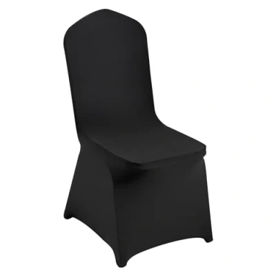 Image de VEVOR 50 pcs, housses de chaise pliantes en élasthanne extensible, protection universelle, amovibles et lavables, pour mariage, vacances, banquet, fête, célébration, salle à manger, noir
