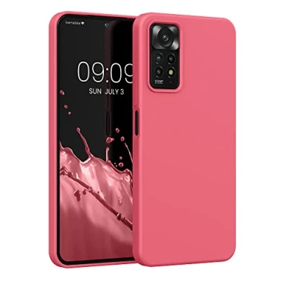 Afbeelding van kwmobile telefoonhoesje geschikt voor Xiaomi Redmi Note 11 Pro / (5G) 12 (4G) Hoesje met siliconen coating Smartphone case in neon koraal