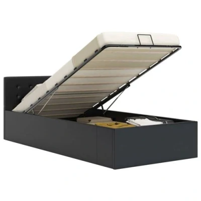 Afbeelding van vidaXL Bedframe met opslag hydraulisch kunstleer zwart 100x200 cm