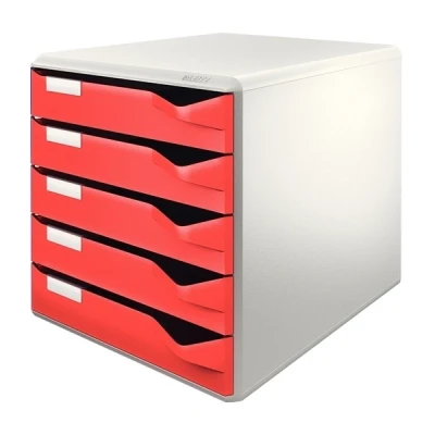 Image de LEITZ Module de classement, 5 tiroirs, gris clair/rouge